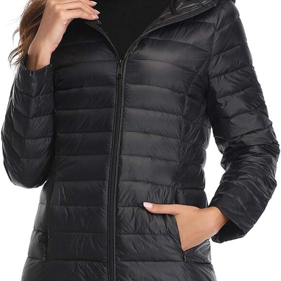 Women's Winter Packable Down Jacket Plus Size Ultralight Long Down Outerwear Puf - Picture 1 of 6